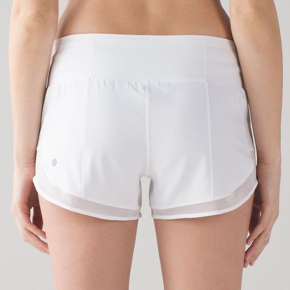 LULULEMON Mind Over Miles Short White Mesh Mid-Rise MR Shorts Hotty Speed VEUC - Picture 1 of 16